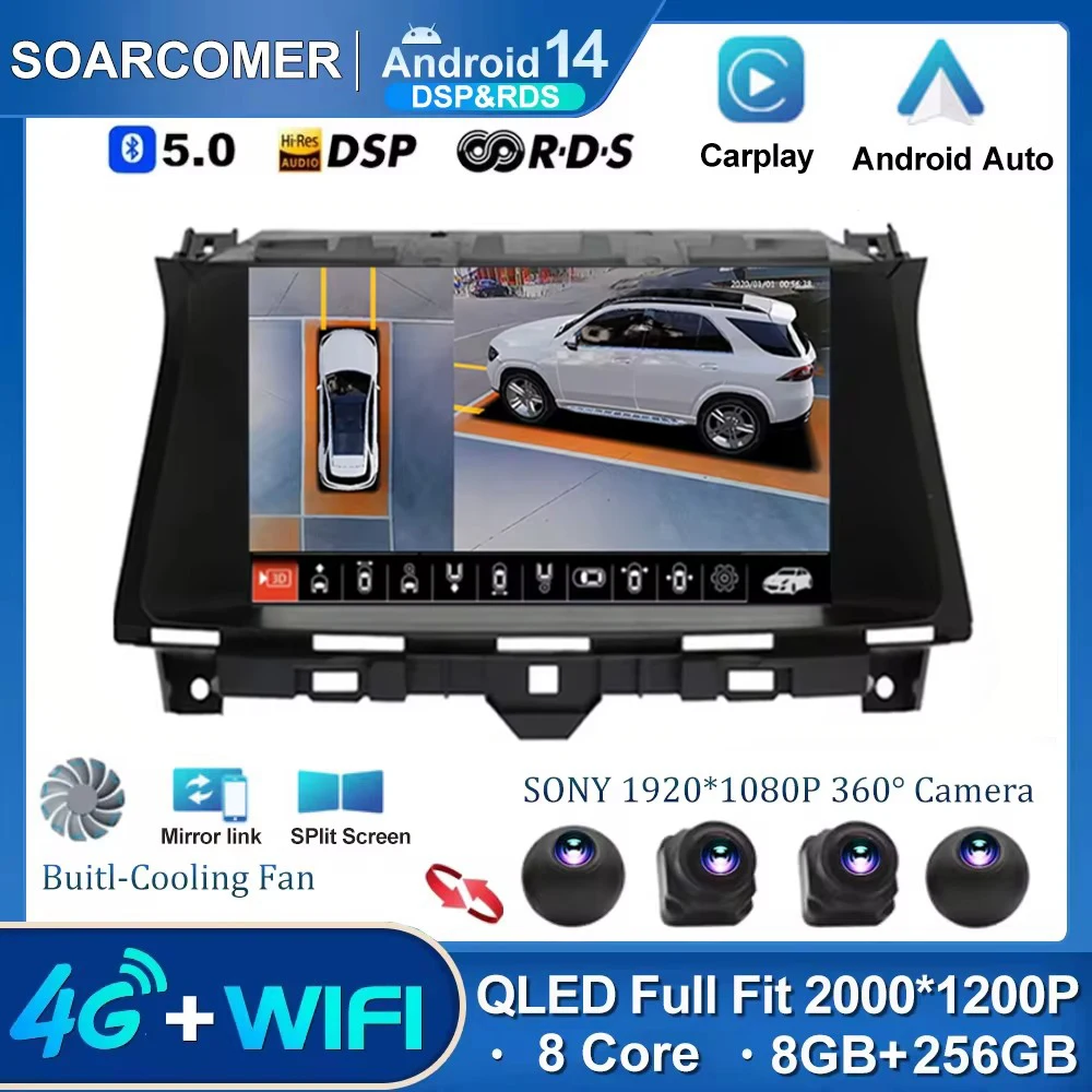 

Android 14 Car Radio For Honda Accord 8 2008-2013 Multimedia Video Player Navigation GPS BT SWC Auto Carplay DSP IPS DVD