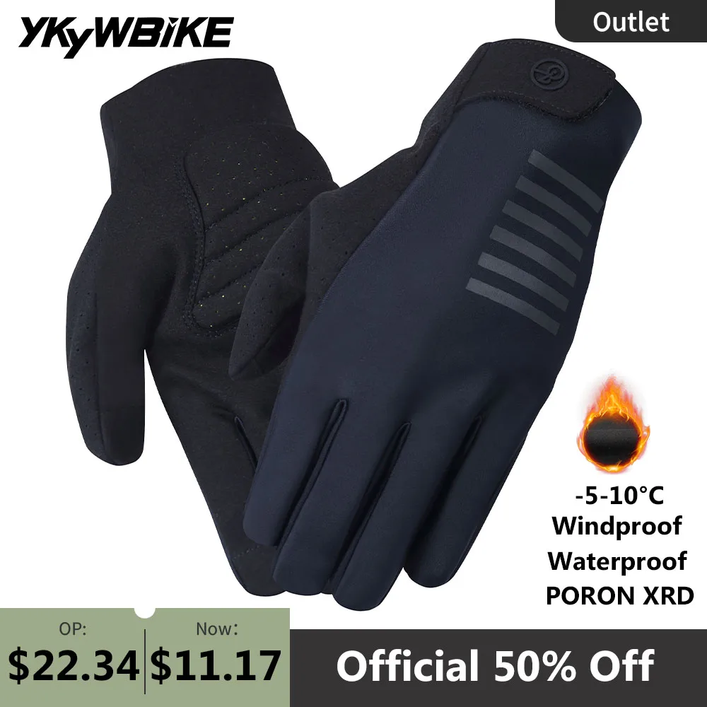 YKYWBIKE Fahrradhandschuhe Winter Touchscreen Lange Vollfinger Outdoor Sport MTB Rennrad Fahrrad Racing Winddicht Wasserdicht