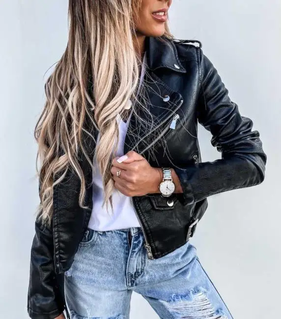 Women's Fashion Jacket New 2025 Spring/summer Latest Hot Selling Style Casual Jacket, Pu Leather Jacket,motorcycle Short Zipper
