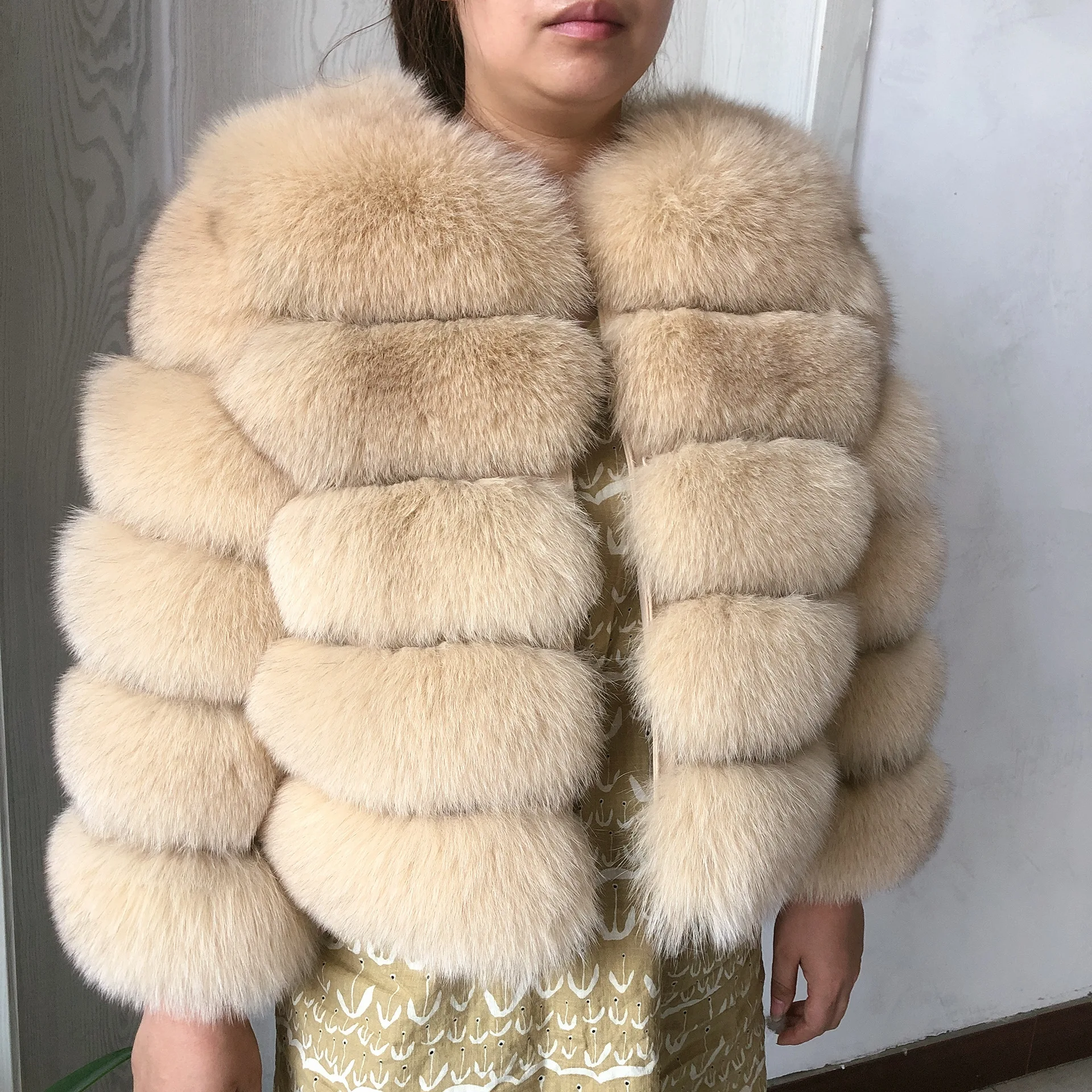 Women's Natural Fox Fur Coat, Winter Jacket, Natural Fox Fur Jacket, Real Fox Fur Coat,And raccoon fur  High Quality