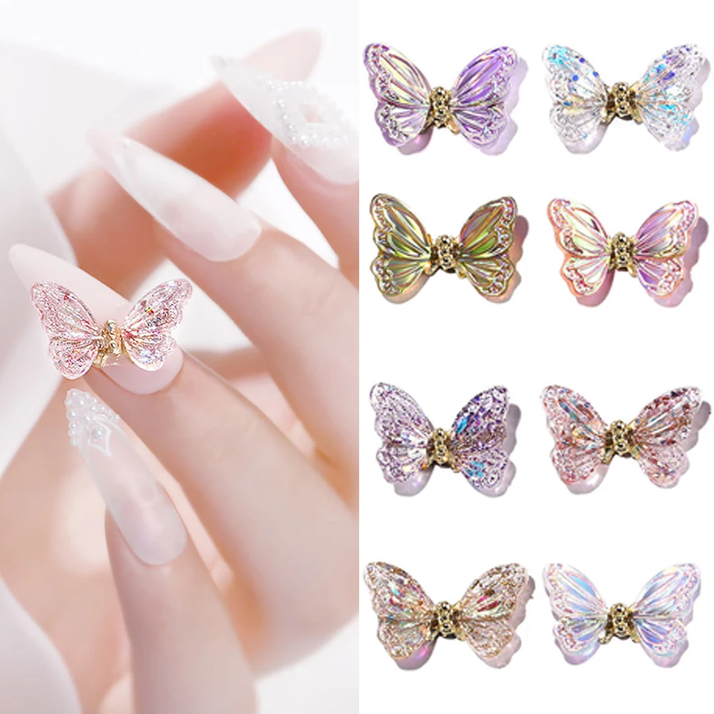 Charms glänzende Zirkon Aurora Schmetterling Schmetterling Nail Art Maniküre Schmuck Nail Art Dekorationen Nagel Strass