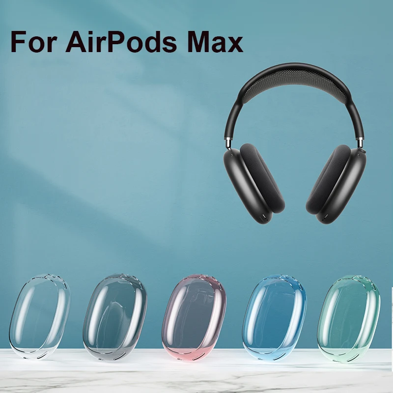 2pcs/set Soft Anti-Scratch Transparent Cover For AirPods Max TPU Wireless Shockproof Headphones Case Protective Sleeve Protector
