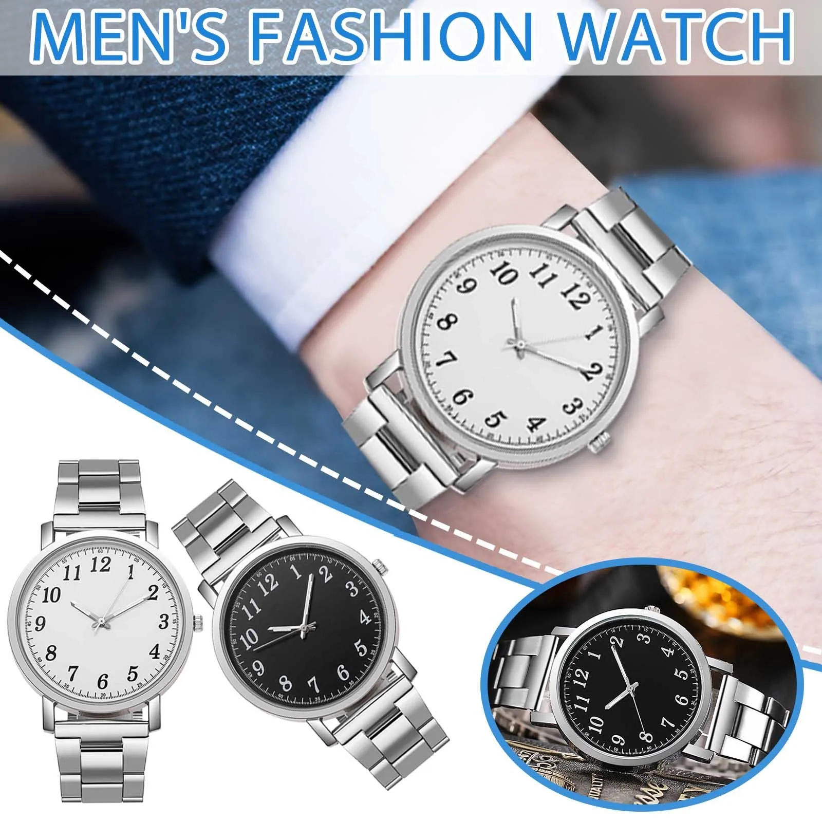 Men Luxury Watches  Simple Dial Quartz Watch Stainless Steel Strap Casual Bracele Watch Business Wristwatch Relogio Masculino