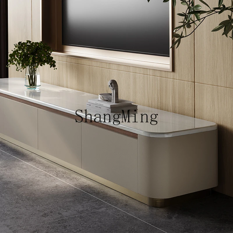 

FG marble TV cabinet living room new light luxury high-end bedroom floor cabinet coffee table combination