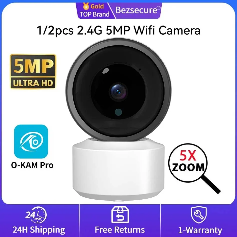 

Wi-Fi видеоняня 5 МП 2K HD, камера для домашней безопасности, двусторонняя аудиосвязь, обнаружение движения, простая настройка, четкое изображение днем и ночью