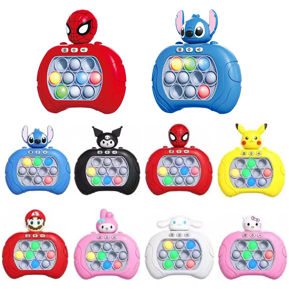 BANDAI Quick Push Game Pop Up Fidget Bubble Electronic Pop it Pro Game Pikachu Stitch Spider Man Light AntiStress Pour Jouet Cadeau