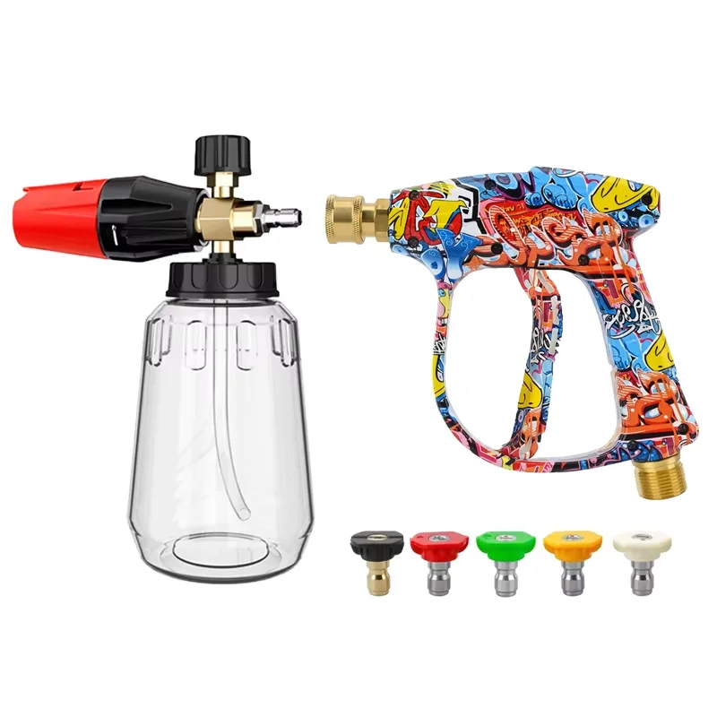

Graffiti Design High-Pressure Foam Gun Set - Multi-Brand Fit Karcher/Bosch/Nilfisk, Ergonomic Grip Car/RV/Truck Cleaning Kit