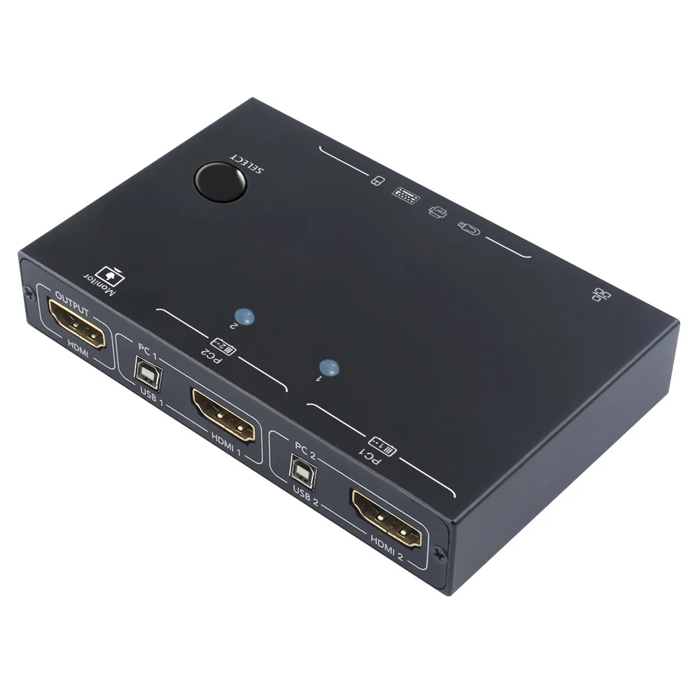 AIMOS HDMI KVM 스위치, 2 인 1 아웃, 4K/USB RJ45 KVM 스위치, 2 PC 공유 키보드 마우스 프린터 비디오 디스플레이, USB 스위치 스플리터