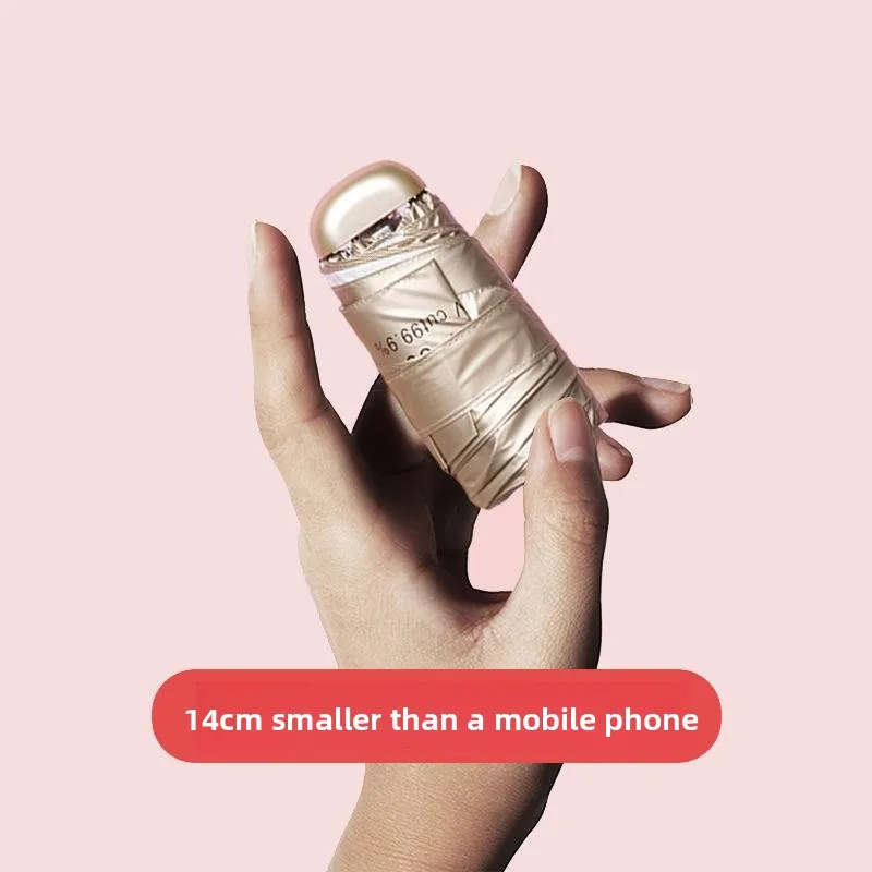 

Ultra-Light Portable Women's Sun Umbrella Compact UV Protection Sunshade Pocket-Sized Golden Umbrella Hand Heart Pocket