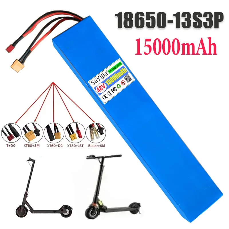 High Power Balanced BMS Built-in Battery 48V 15Ah 13S3P Battery Pack for 500W 700W Electric Scooter Tools and 18650 Lithium Bat