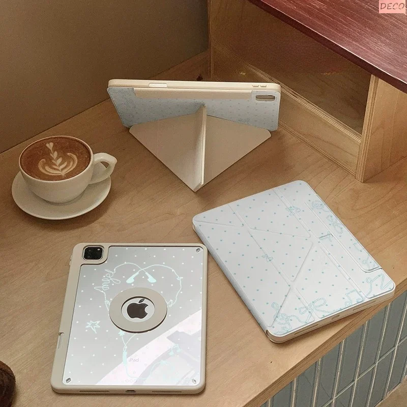 The Kitten&Fish Ins Magnetic Buckle 720° Magnetic Ring Tablet Case for IPad Pro12.9 13 M4 M5 Case 8.3 9.7 10.2 7th-11th Air8