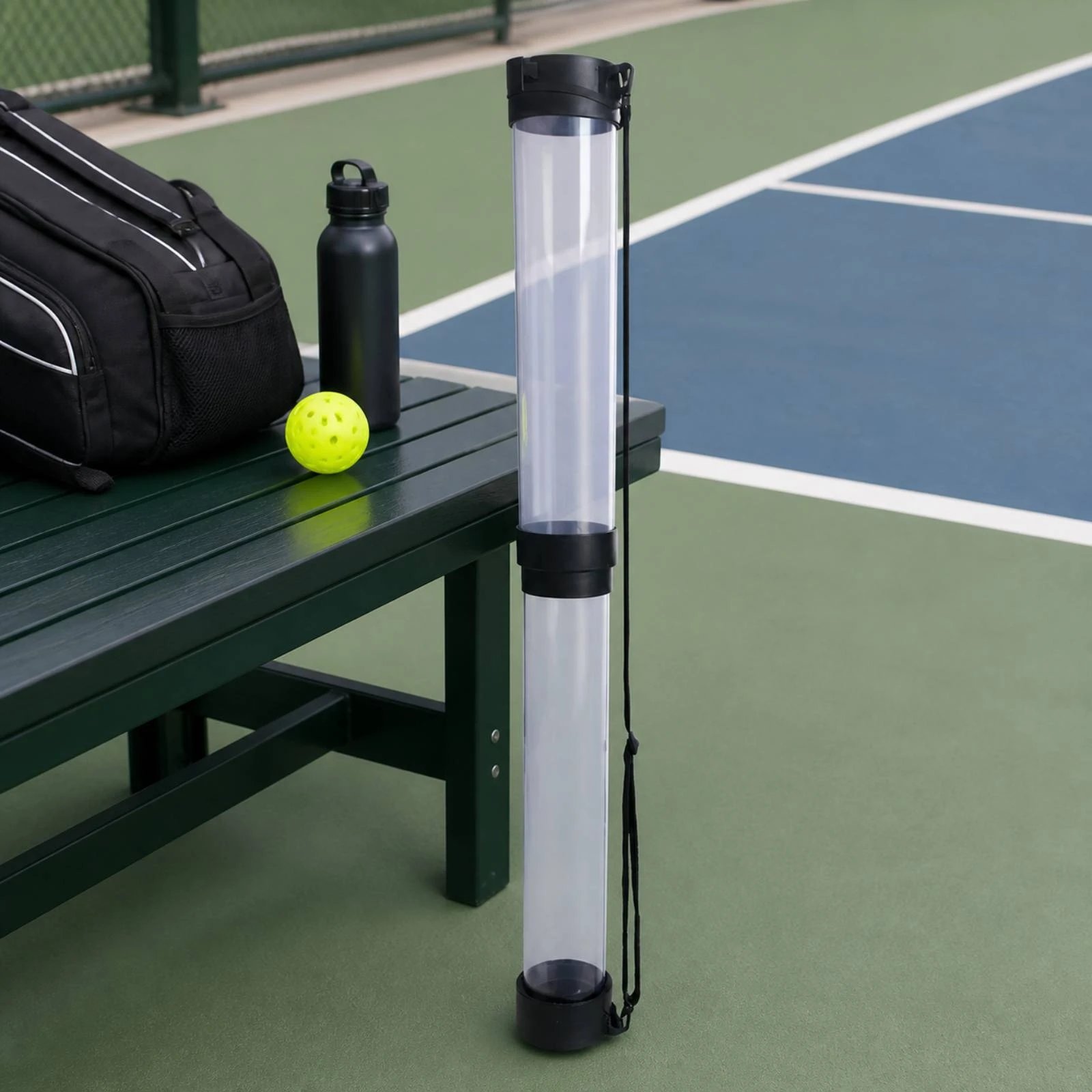 Extendable Ball Collector with Carrying Strap Transparent Telescopic Ball Pickup Tube Golf Shag Tube Portable