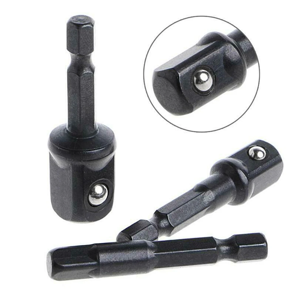3pc Socket Set Impact Socket Adapter Converter 1/4 3/8 1/2Inch Nut Driver Sockets Hex Shank Extension Hand Tools Set Repair Tool