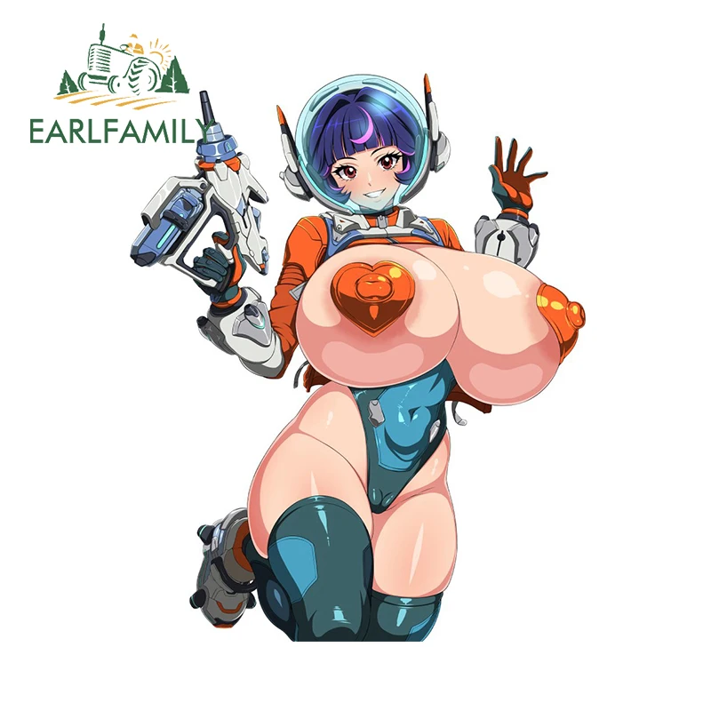 EARLFAMILY 13cm x 10.4cm Overwatch Juno Hentai Car Stickers NSFW Huge Boobs Waifu Uniform JDM Decoration Game Accessories