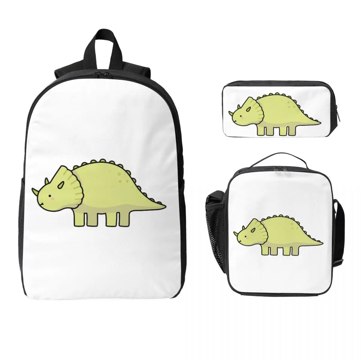

Little Dino Triceratops Dinosaur Backpack Boys Girls BookBag School Bag Laptop Shoulder Bags 3ps Insulated Lunch Bag Pencil Case