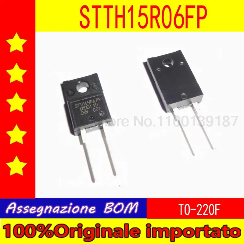 10pcs/lot  STTH15R06FP TO-220F Fast Recovery Diode 15A 600V