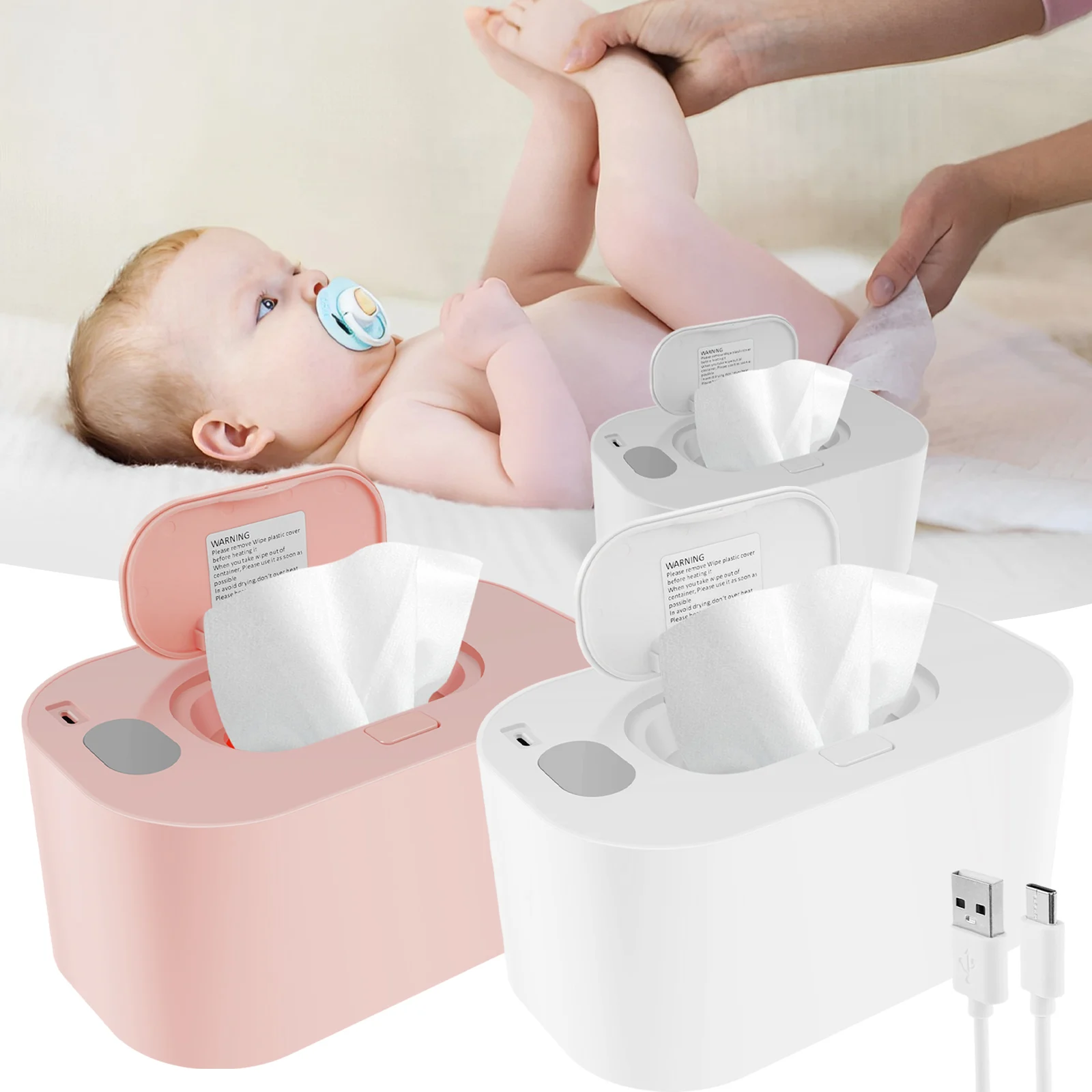 Baby Wipe Warmer Thermostat Baby Wipe Heater Even Heating Wet Wipes Warmer Portable Baby Wipes Dispenser Warmer Prevent Dry USB