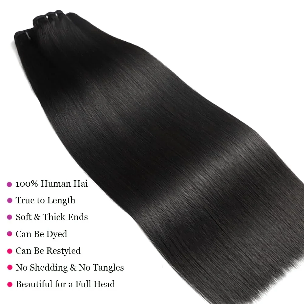 12A Бразильские пучки человеческих волос Прямые пучки человеческих волос Remy Наращивание волос Натуральный черный 1/3/4 Пучки 8-30 дюймов