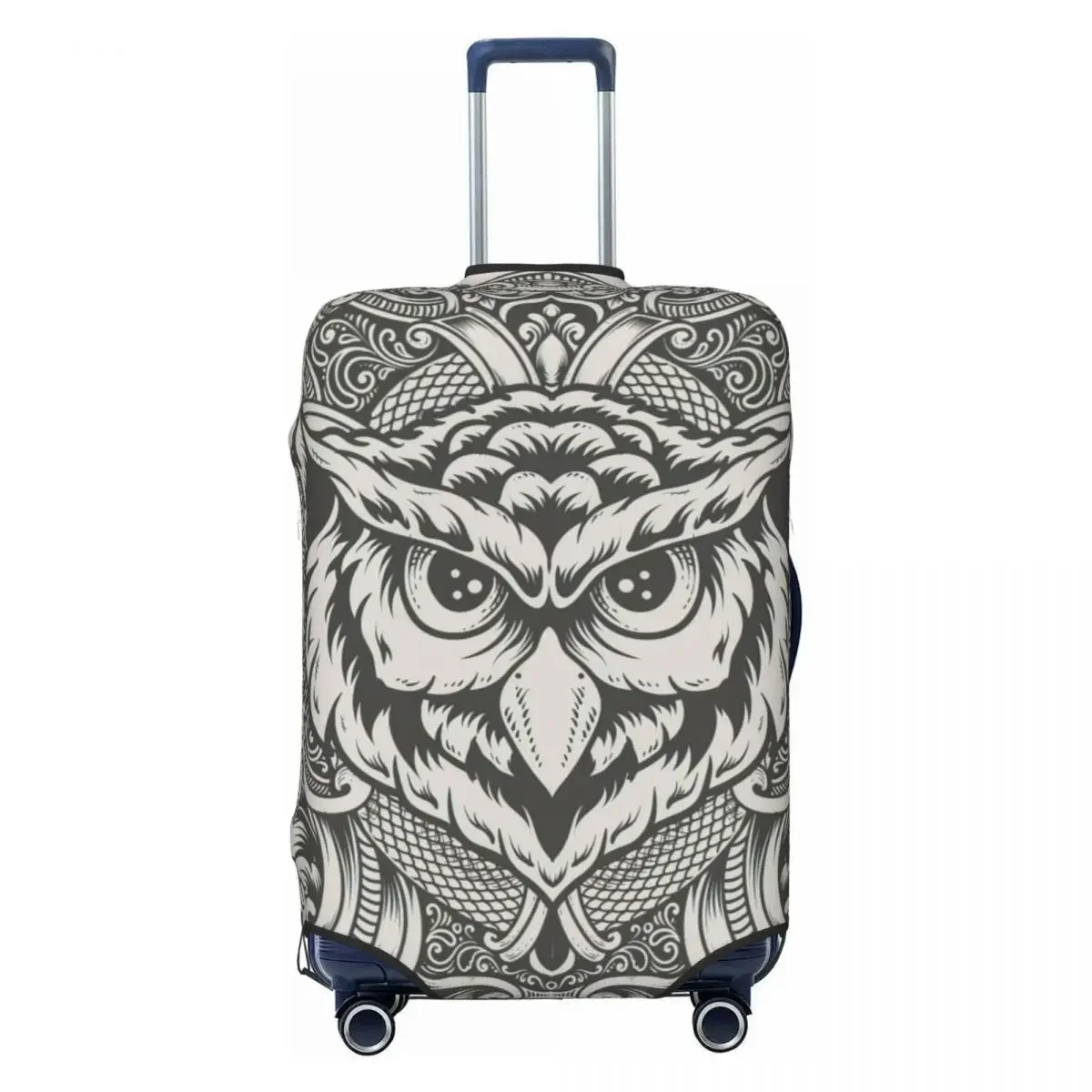 Owl Head With Engraving Ornament Print Luggage Protective Dust Covers Elastic Waterproof 18-32inch Suitcase Cover Travel