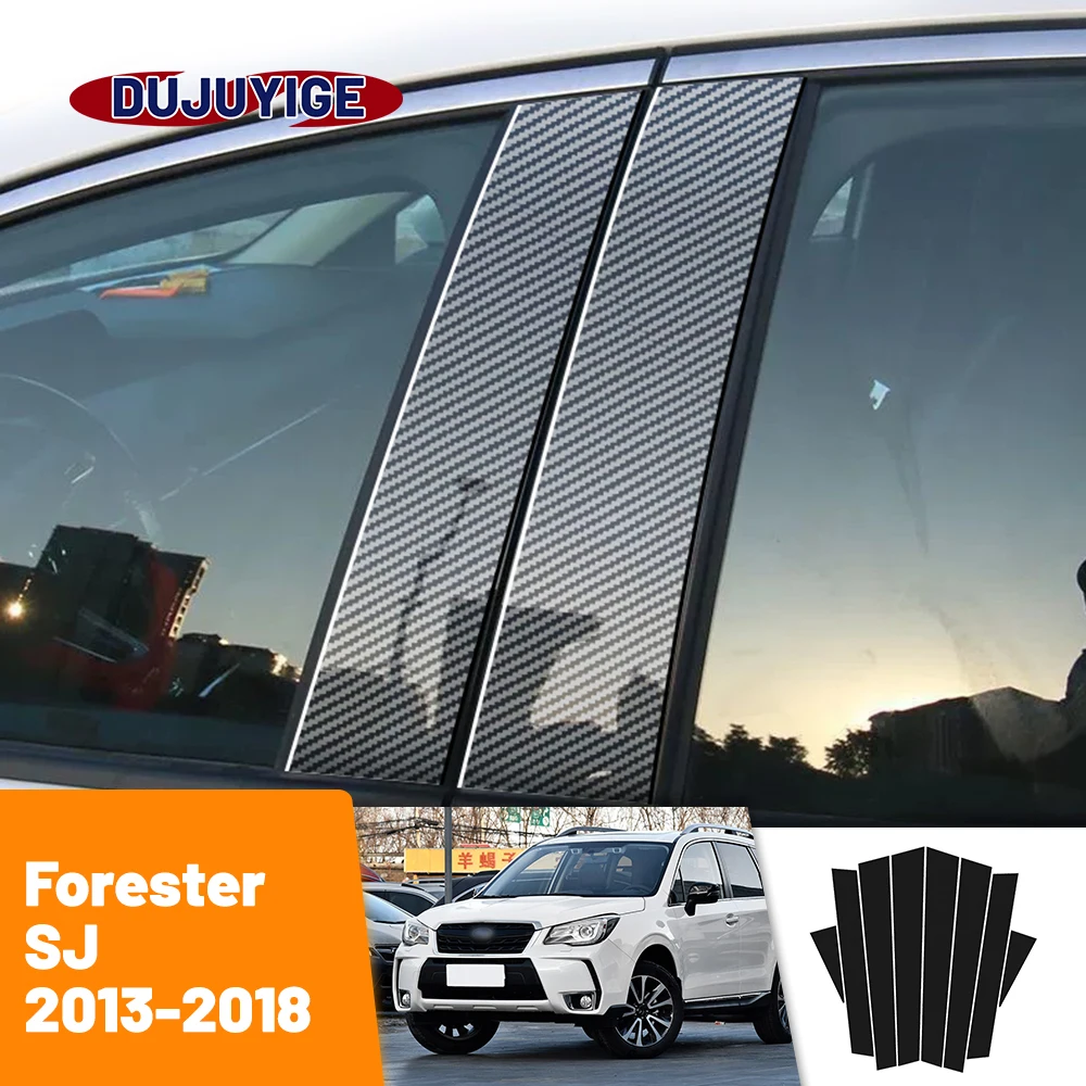 

For Subaru Forester SJ MK4 2013-2018 2014 2015 2016 2017 Carbon Fiber Window Door Column Deal B C Pillar Post Cover Trim Sticker