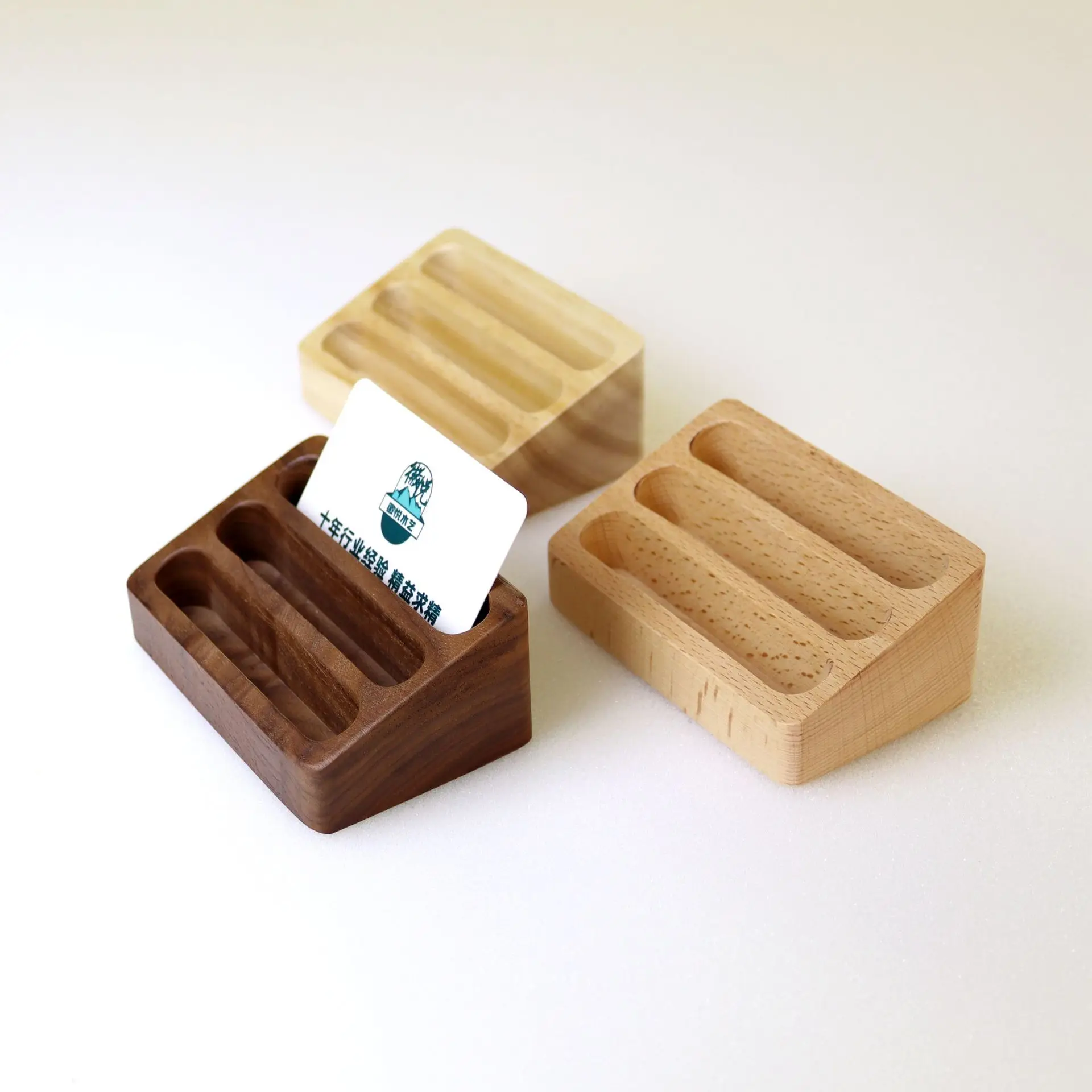 

Creative Wood Card Holder Office Business Card Storage Cas