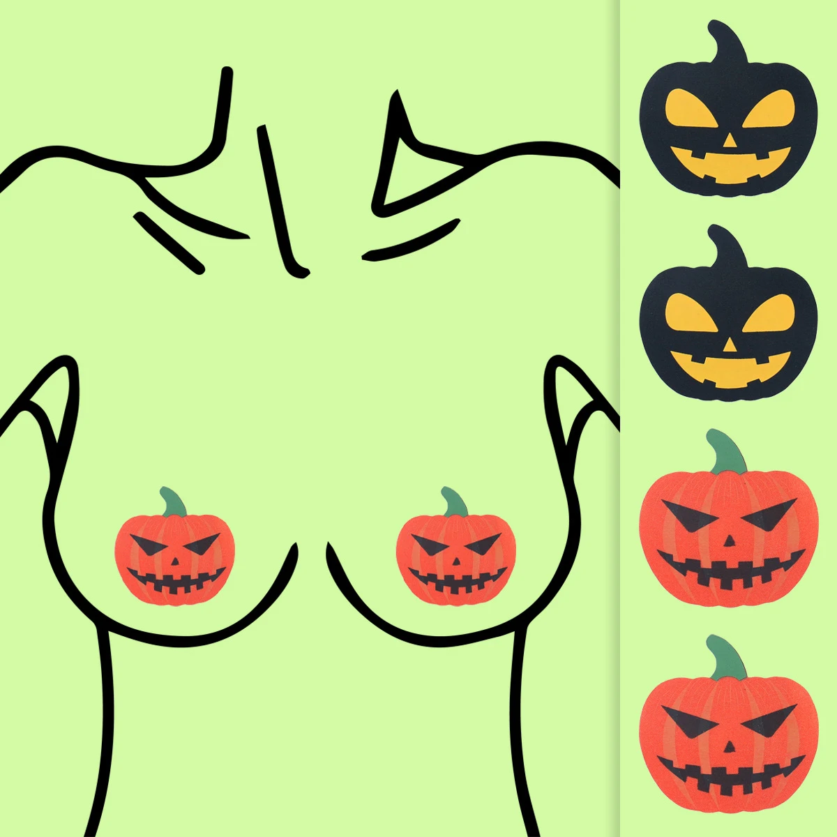 

Hot Sales Halloween Pumpkin Breast Patch Disposable Funny Day Of The Dead Party Chest Stickers Sexy Adult Women Nipples Cover