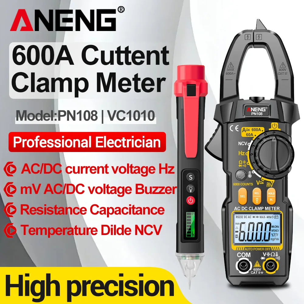 PN108 Clamp Meter+V…