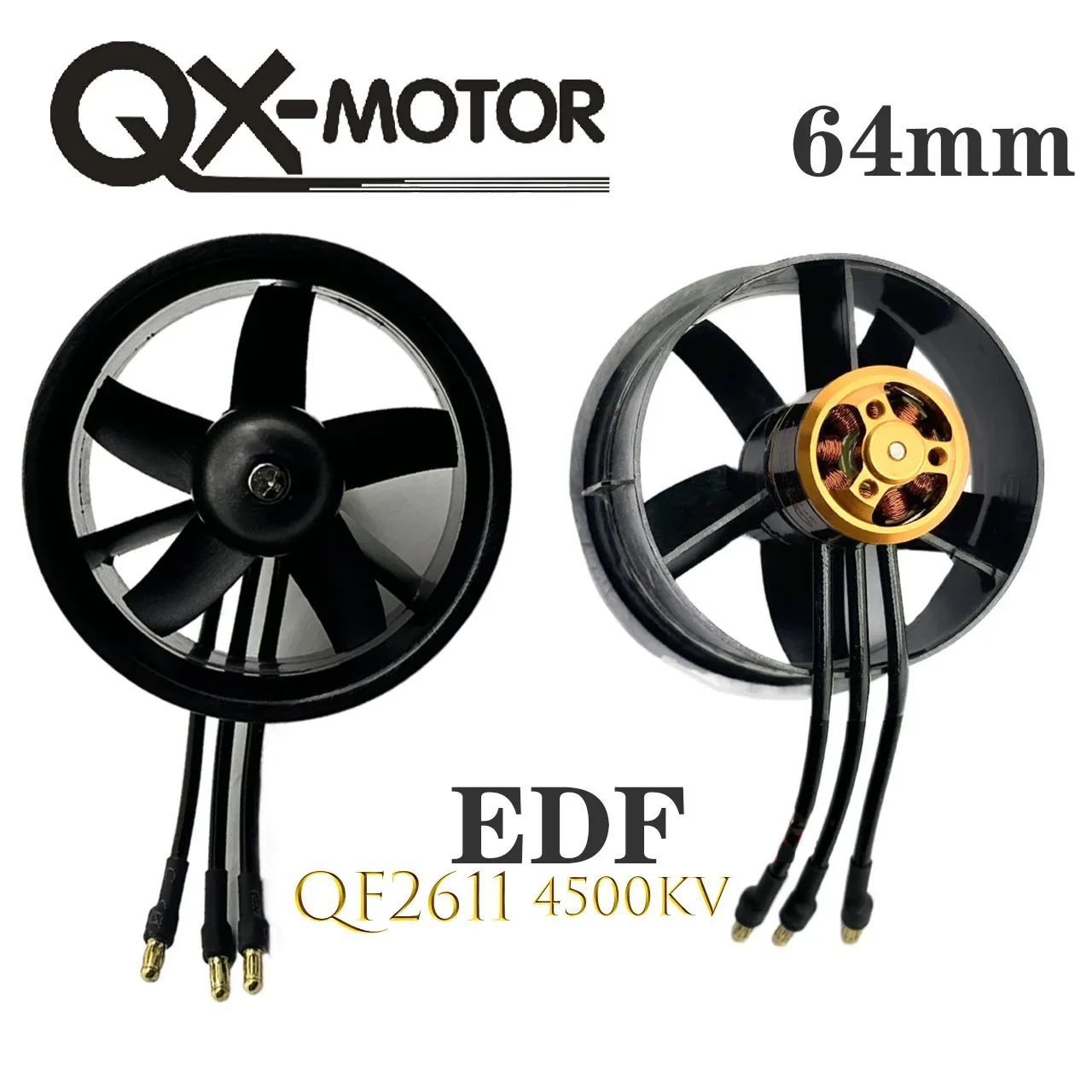 QX-MOTOR 64mm 5 Blades EDF Ducted Fan QF2611 2011 4500KV Brushless Motor  With 30A ESC  for RC Airplane Remote Control Toy Parts