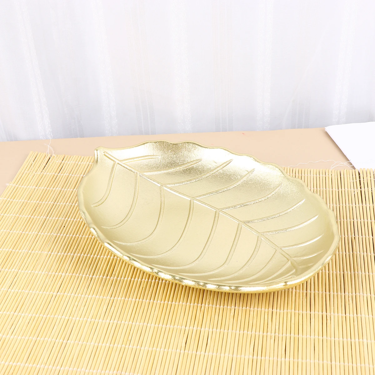 

Golden Tray Wooden Jewelry Storage Candy Dish Leaf Shaped Serving Bowl for Home Restaurant Use Material Bedroom