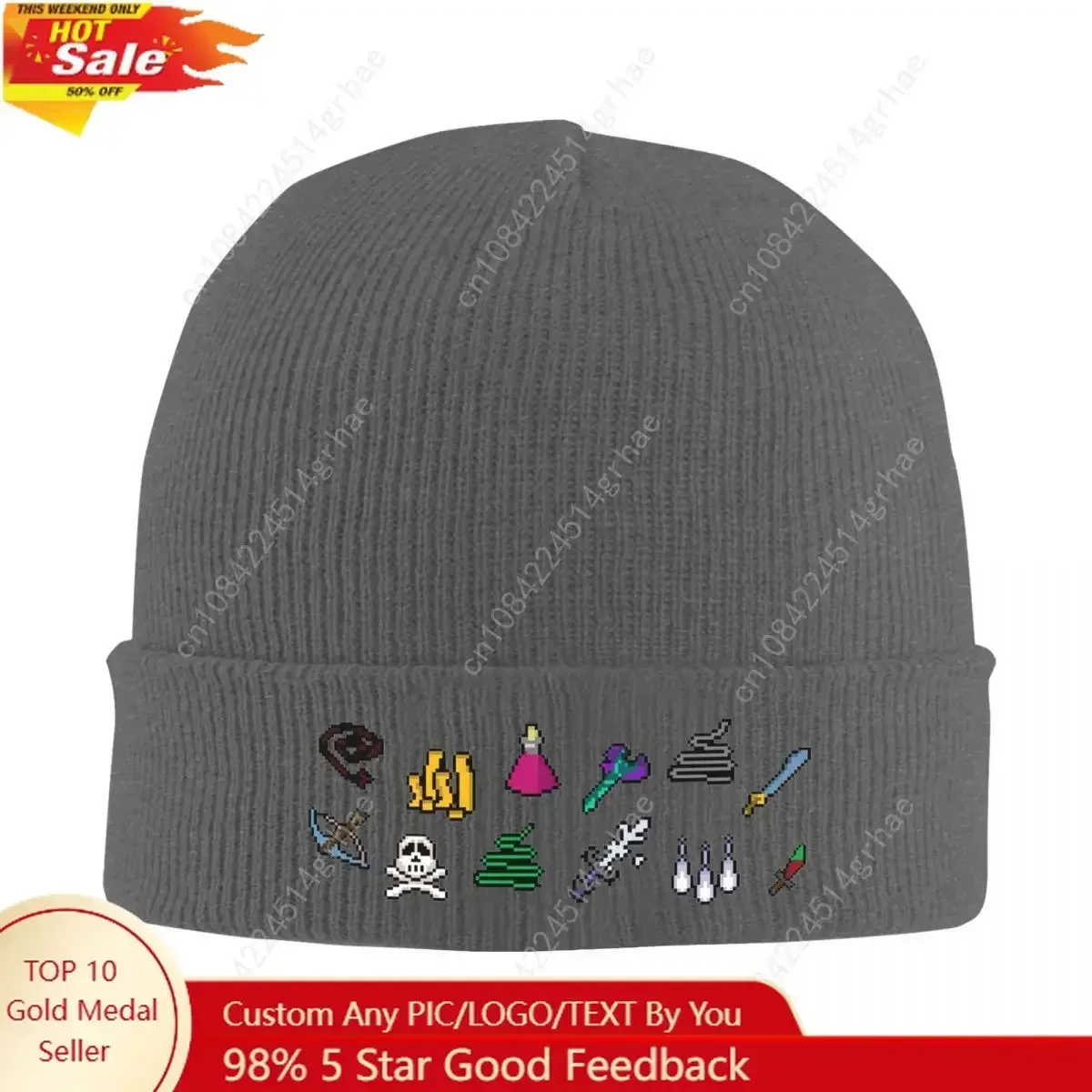 Old School Runescape Player Killing Bundle Warm Knitted Cap Hip Hop Bonnet Hat Autumn Winter Outdoor Beanies Hats for Unisex