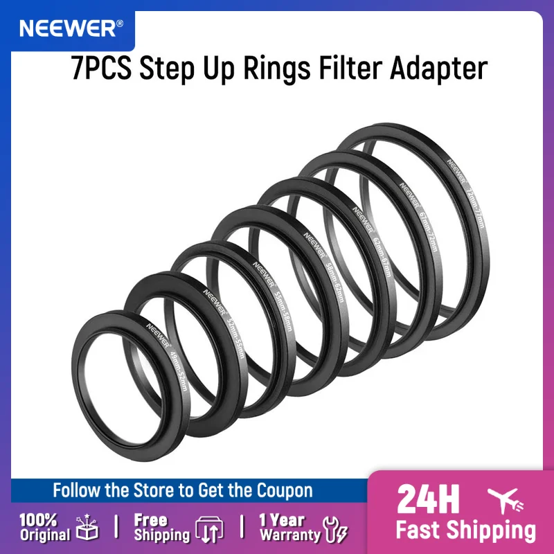 

Neewer Metal Camera Lens Filter Adapter Ring Kit Step Up Ring Step Down Ring Set Compatible with Canon Nikon Sony Olympus DSLR