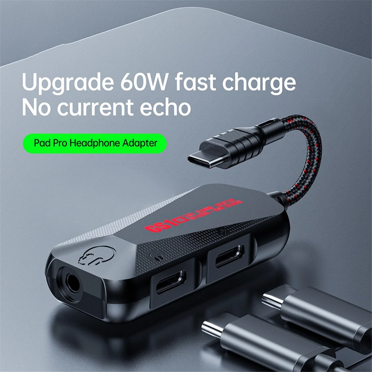 3 in 1 Game Phone Sound Card Hi-Res Sound Quality Type C to 3.5mm Headphone Jack PD QC 60W Fast Charging Adapter