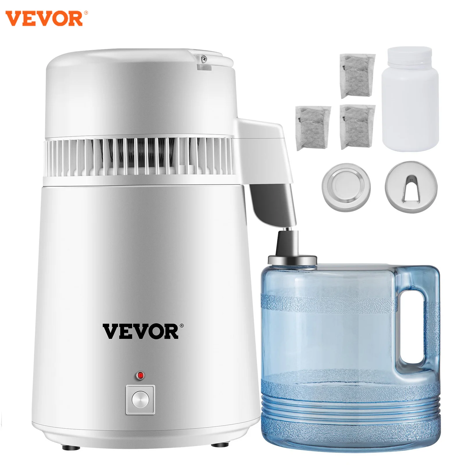 

VEVOR 4L Water Distiller Purifier Filter Dispenser Heating Drinking Bottle Softener 304 Stainless Steel Home Appliance for Offic