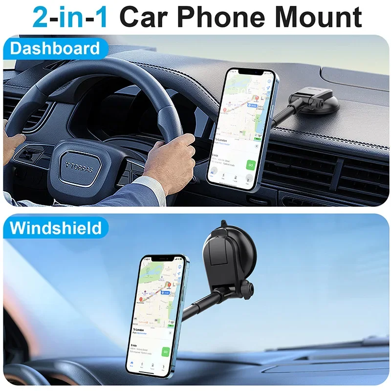 GEFENSI Universal Magnetic Car Phone Holder Mount Suction Cup Magnet Mobile Cellphone Support Stand For Android/ IPhone 13 14 15