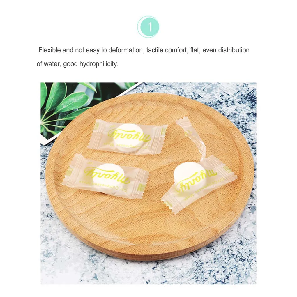 Mascarilla Facial de tela no tejida de algodón puro, máscara comprimida para el cuidado Facial, papel de humedad DIY, Color aleatorio, 100 unids/lote por paquete