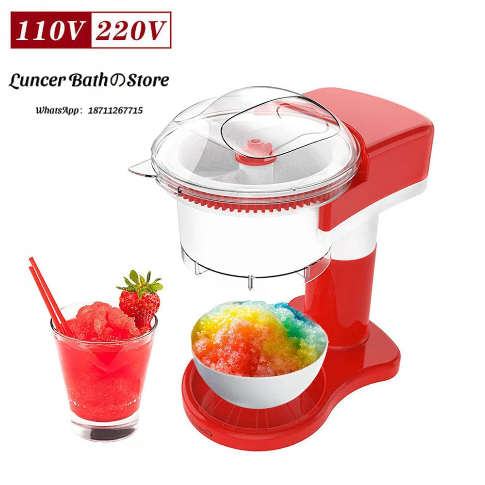 US Plug Household Electric Shaved Ice Machine, Multifunctional Ice Crusher for Hail Ice & Smoothies