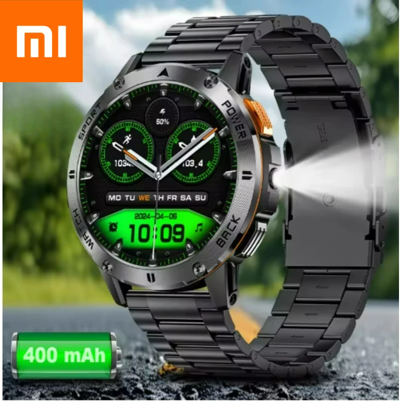 Xiaomi 2026 الرياضة في الهواء الطلق المقتفي ساعة ذكية الرجال البوصلة بلوتوث دعوة مقاوم للماء Smartwatch LED مصباح يدوي ساعات اللياقة البدنية