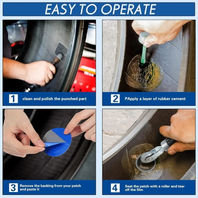31PCS Tire Fixing Contains Steel Roller & Strong Patches Suitable for Repair