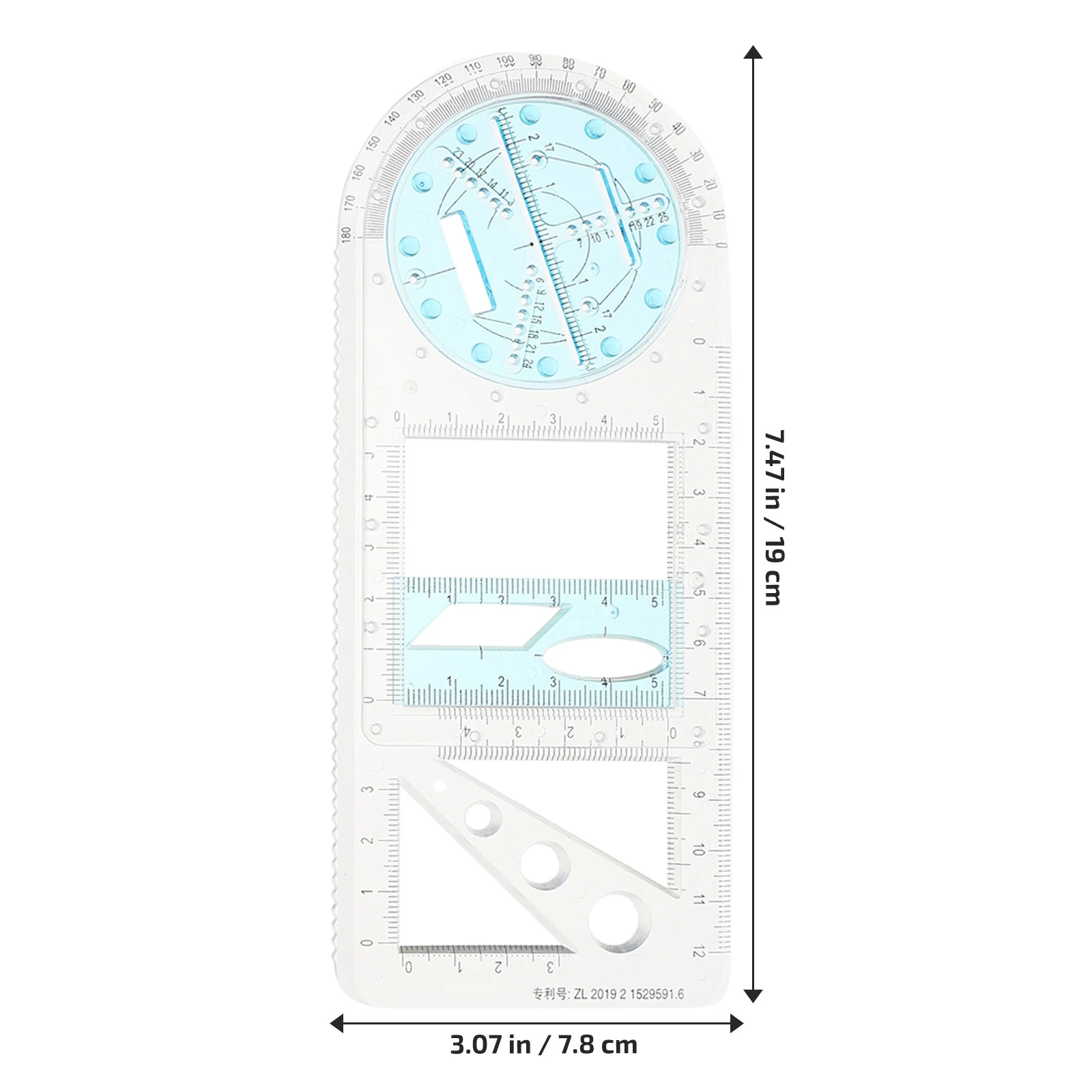 2 قطعة مساطر قالب الرسم استنسل هندسي بلاستيكي لطلاب الفن أدوات قياس متعددة الأغراض للمدرسة