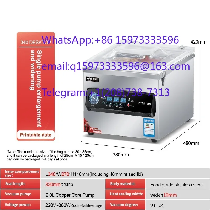 DZ340 Automatic Single Chamber Vacuum Sealer Commercial Large-scale Packing Sealing Machine Food Vacuum Packaging Machine