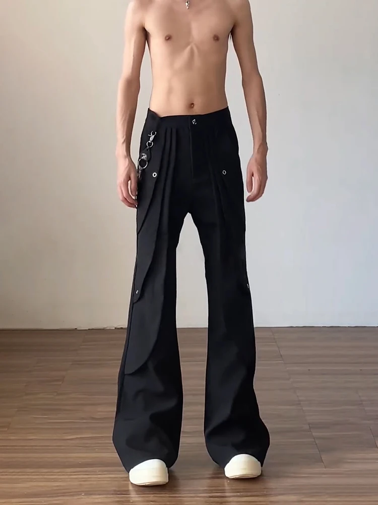 

American Sle Micro Flared Straight Leg Casual Pants Men's Deconstructed Workwear Trousers Design Sensation Casual Long Trou...