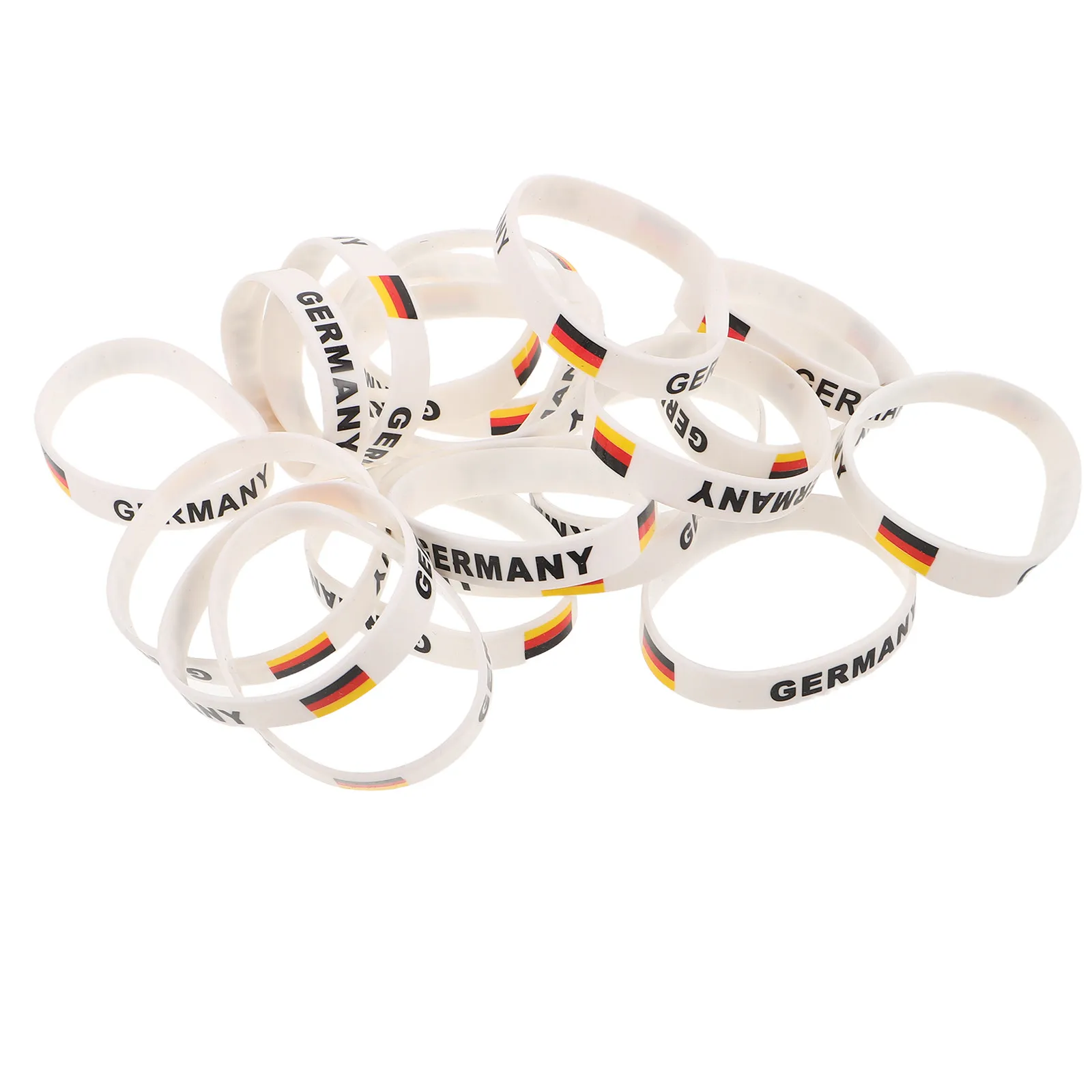 20Pcs Germany Flag Silicone Wristbands Bulk Patriotic Sports Bracelets Waterproof Easy Clean Soccer Fan Gift Football Party