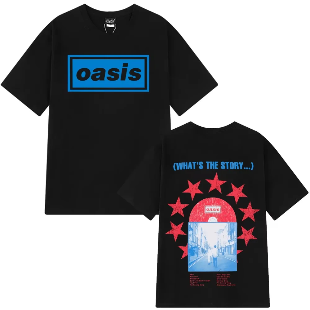 2025 Oasis Band Rock Retro Punk T-shirts Men's Women Hip-hop Loose Casual Short Sleeve T-shirts Summer Cotton T-shirt Streetwear