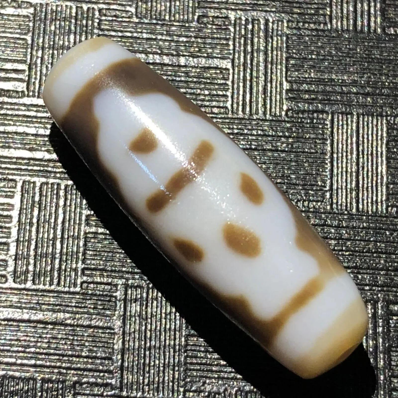 Magic Tibetan Old Agate King Kong precious bottle totem dZi Bead13*40mmC1993