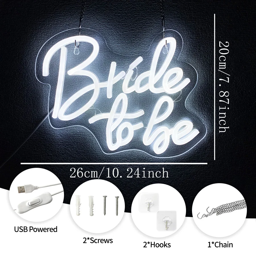 Bride to be Neon Sign for Wall Decor,LED Neon Light Wedding Signs for Bridal Shower Bachelorette Engagement Party Decor