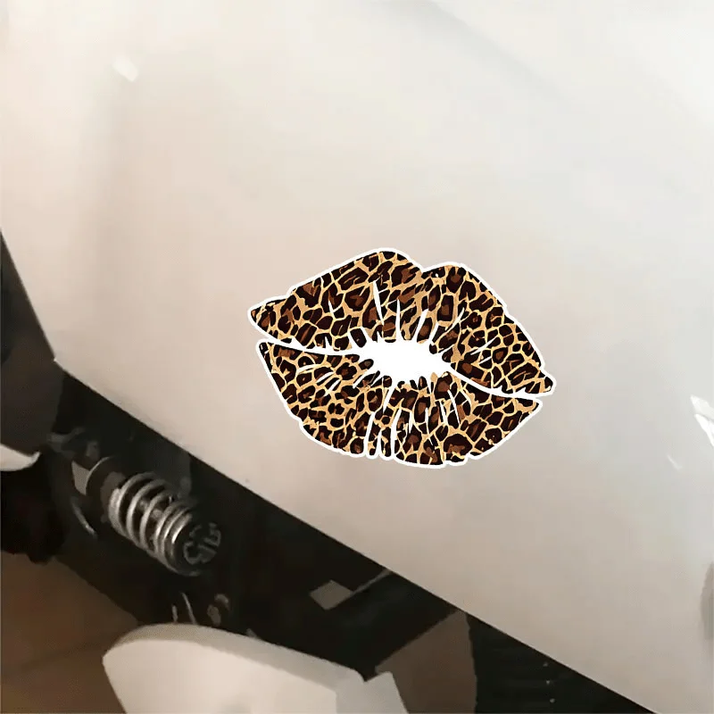 1pc ALLENG Stylish Leopard Print PVC Lip Stickers, Suitable for Cars, Trucks, Vans, Suvs, Windows, Walls, Cups,