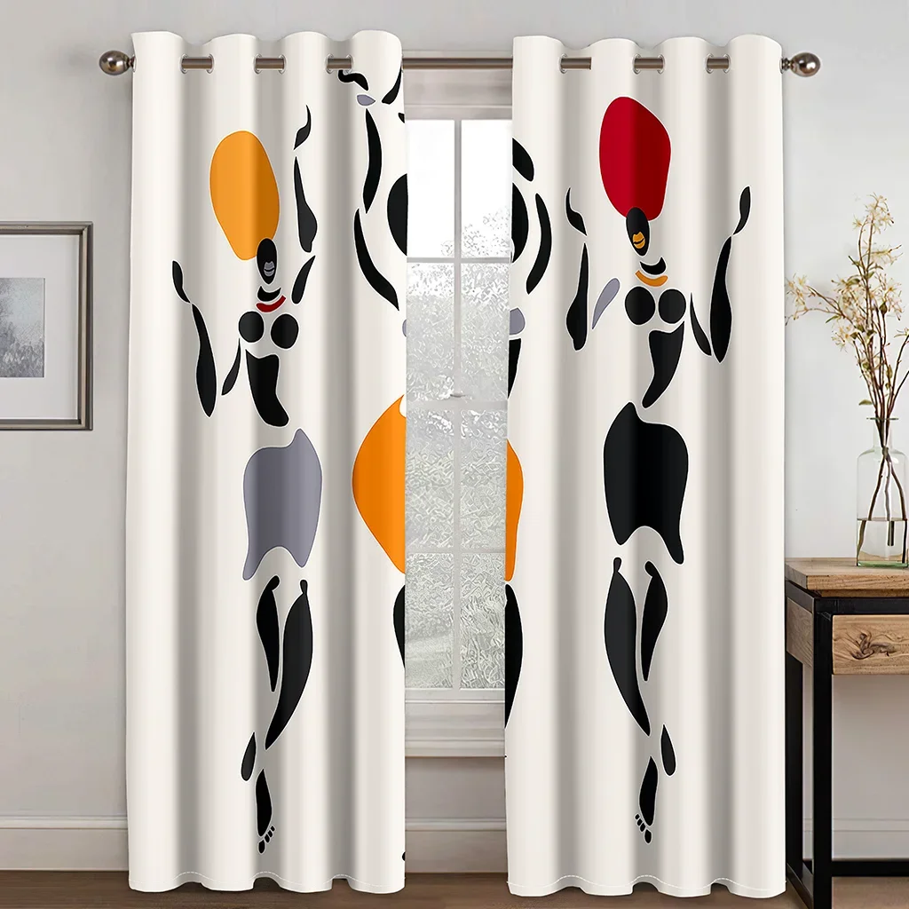 African Women's Art Abstract Design Curtain Blackout Shading Winodw Curtain For Living Room Bedroom Decor Gift 160X184CM