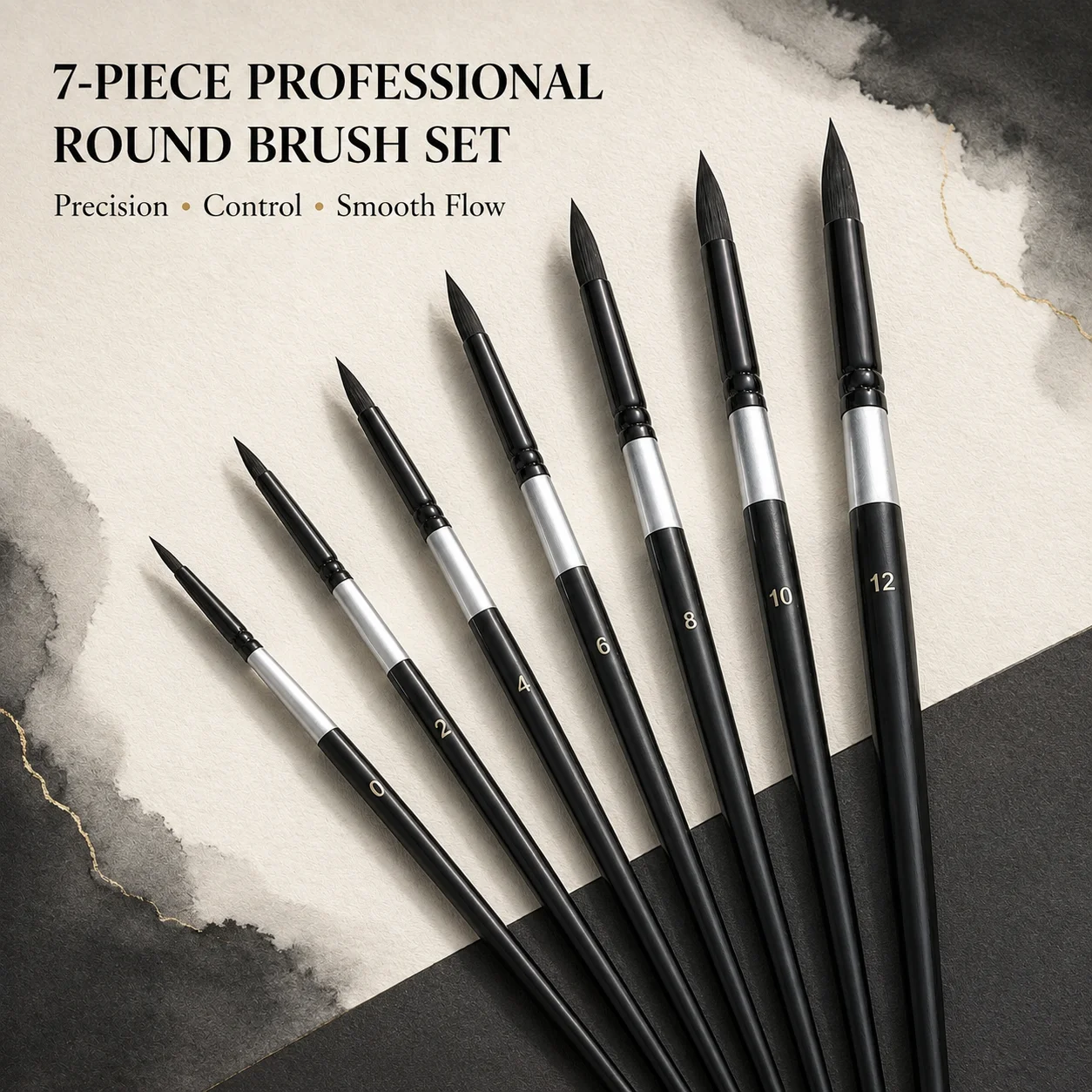 7pcs Professional Round-Tip Art Brushes, Fine Point Artist Brushes for Watercolor, Acrylic, Gouache, Detailing & Art Painting