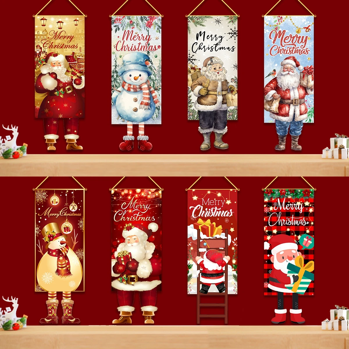Santa Claus Hanging Flag Merry Christmas Decorations For Home 2024 Christmas Ornaments Navidad Natal Xmas New Year Gifts 2025
