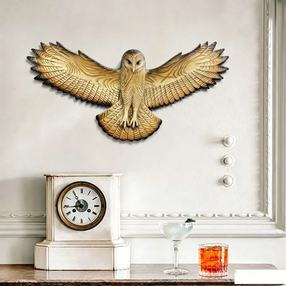Winged Owl Sculpture Resin Crafts Wall Ornaments Owl Sculpture Portal Decorations Animal Indoor Wall Decoration Accessories